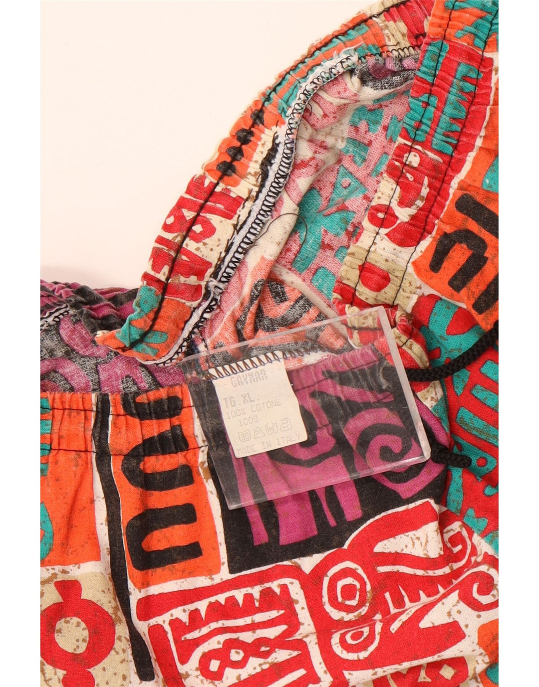 Spodenki męskie vintage XL W38, wielobarwna, patchworkowa bawełna