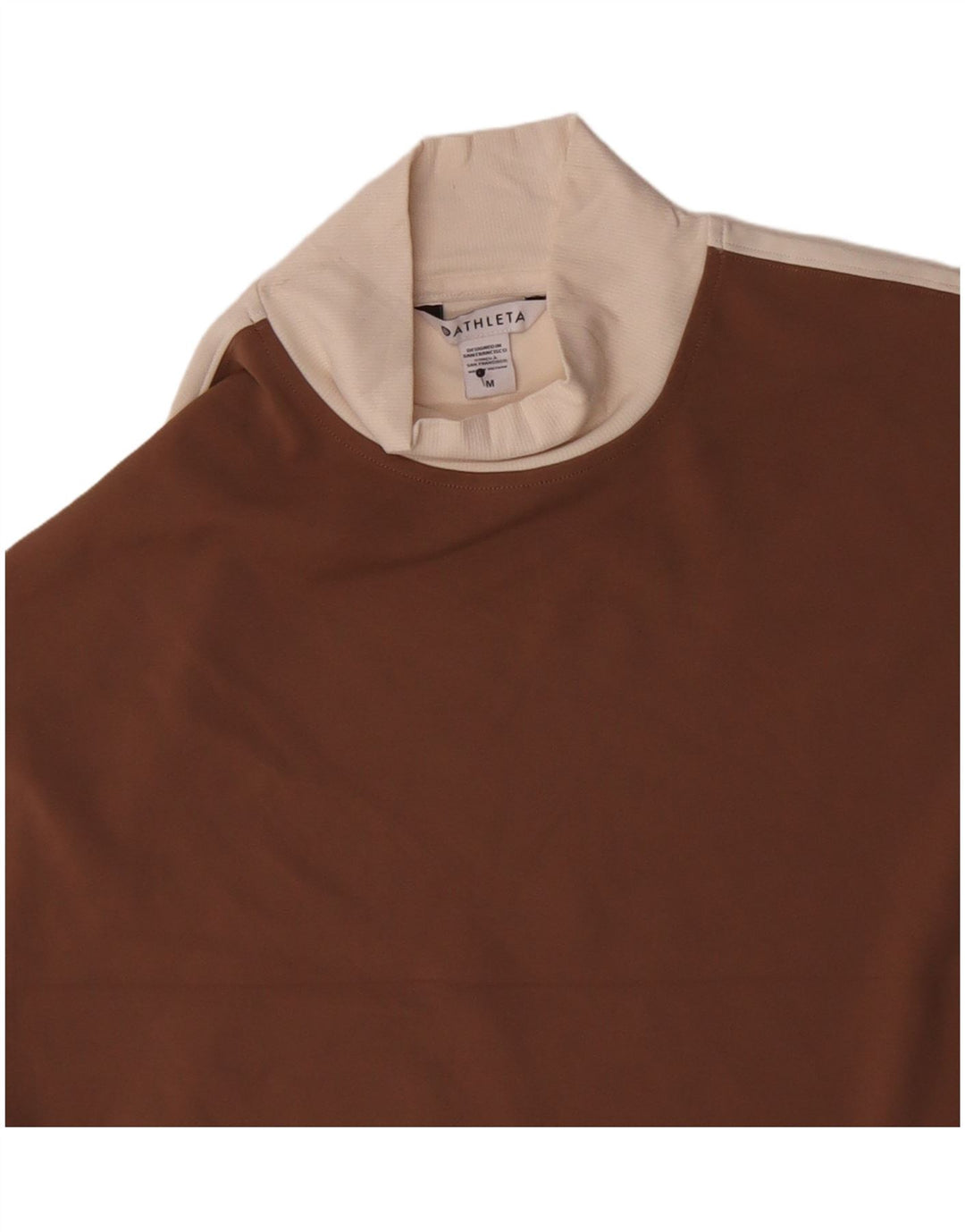 Damski krótki top Athleta z długim rękawem, UK 14, nylon w kolorze średniego brązu