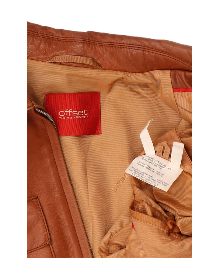 OFFSET Womens Crop Leather Jacket UK 12 Medium Brown Leather Vintage Offset and Second-Hand Offset from Messina Hembry 