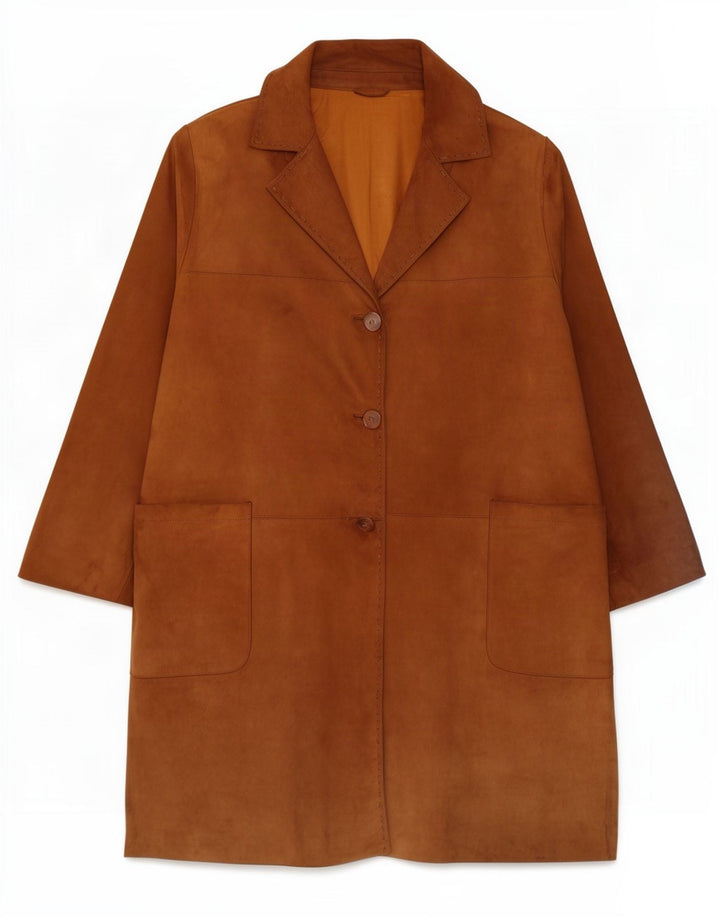 Vintage damski zamszowy płaszcz IT 50 XL beżowy