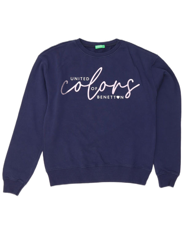 Bluza dziewczęca Benetton z grafiką, 13-14 lat, 3XL, granatowa, bawełniana