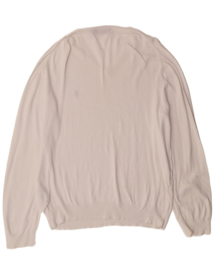 POLO RALPH LAUREN Męski sweter z dekoltem w kształcie litery V XL, biała bawełna