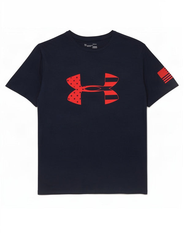 Męska koszulka Under Armour Heat Gear o luźnym kroju z grafiką, duża, granatowa