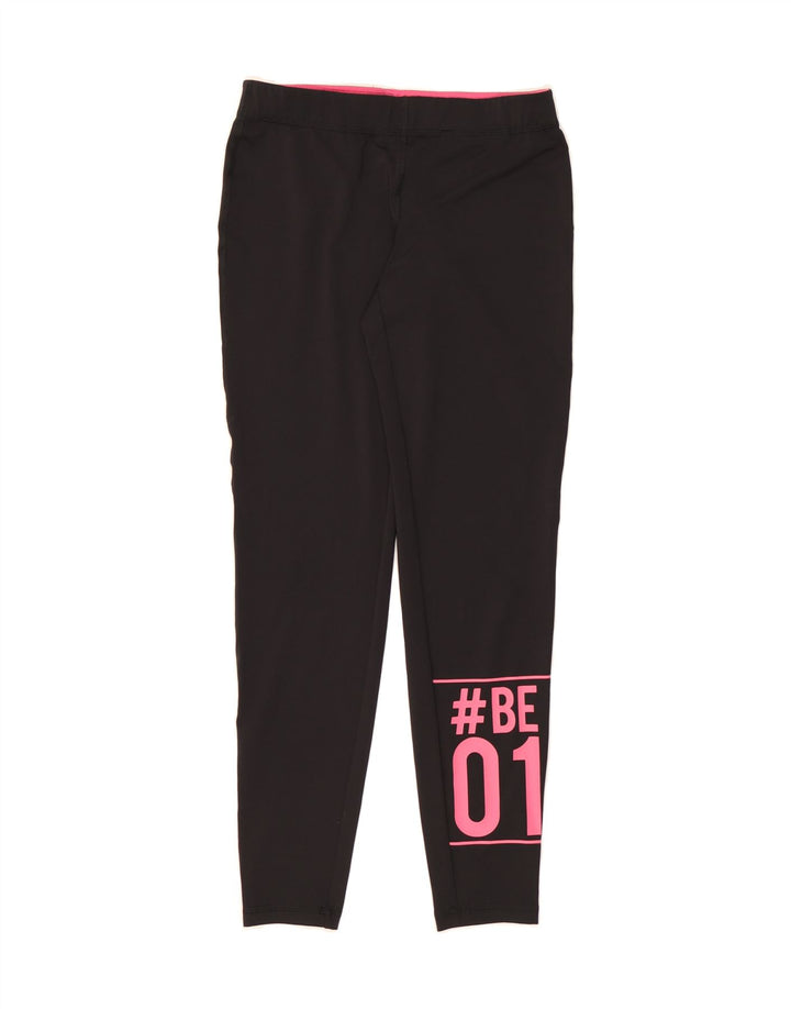 CRIVIT Womens Graphic Leggings UK 10/12 Small Black Vintage Crivit and Second-Hand Crivit from Messina Hembry 