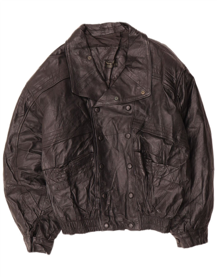 LAVORAZIONE ARTIGIANA Męska kurtka skórzana IT 52 XL Czarna skóra