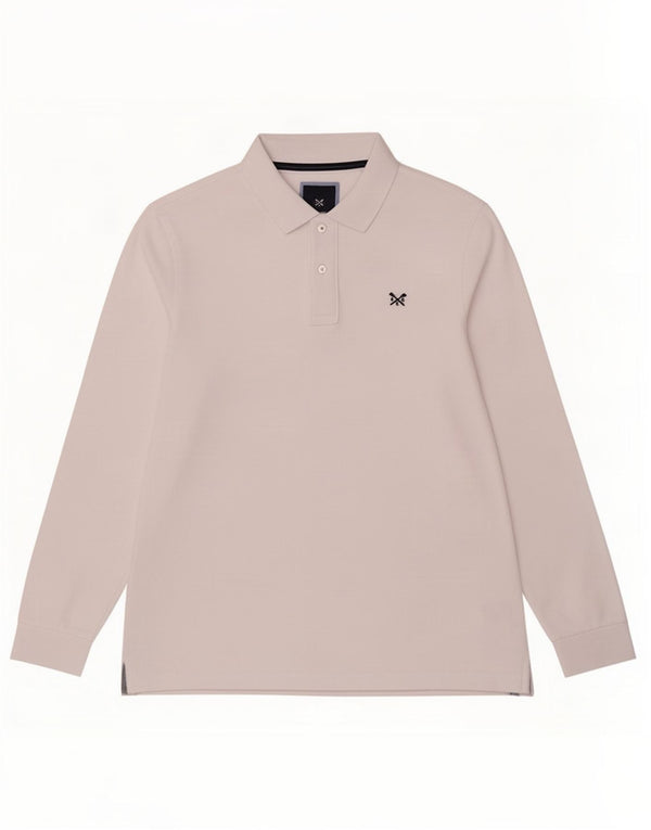 Crew Clothing Męska koszulka polo z długim rękawem, duża, biała, bawełniana