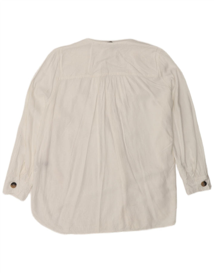 Damska bluzka koszulowa oversize Marks & Spencer UK 18 XL, biała, lniana