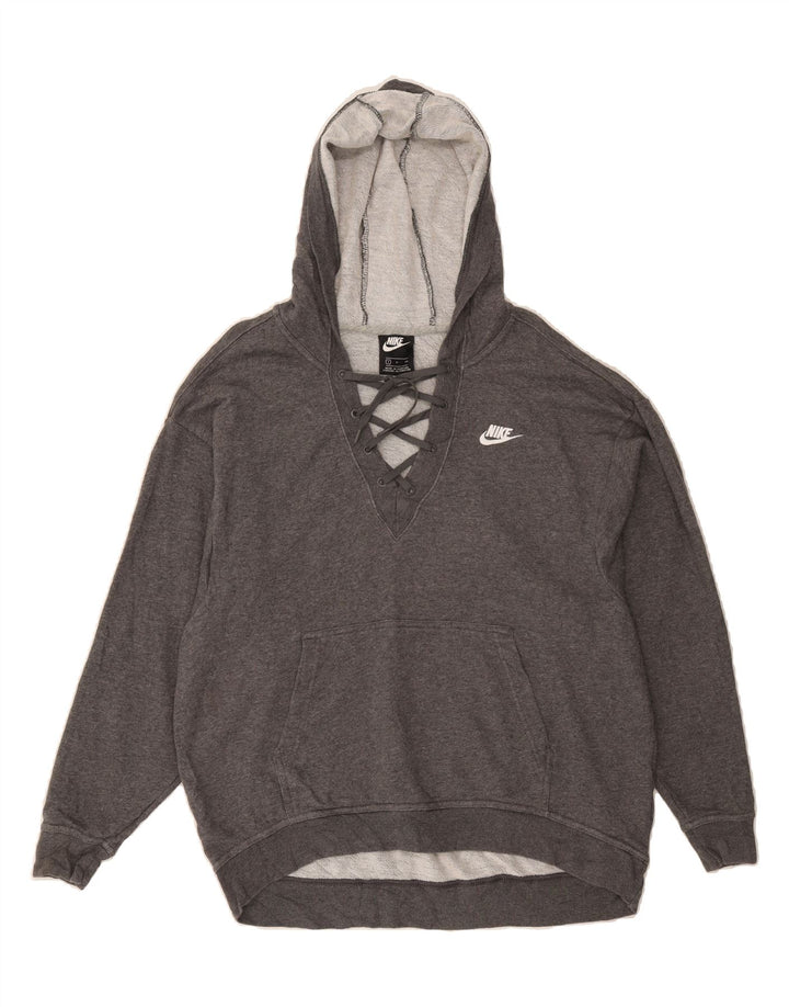 NIKE Womens Oversized Hoodie Jumper UK 10 Small Grey Cotton Vintage Nike and Second-Hand Nike from Messina Hembry 