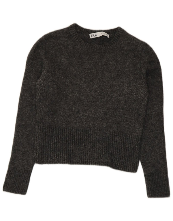 Damski sweter Zara z dekoltem w łódkę, UK 8, mały, szary nylon