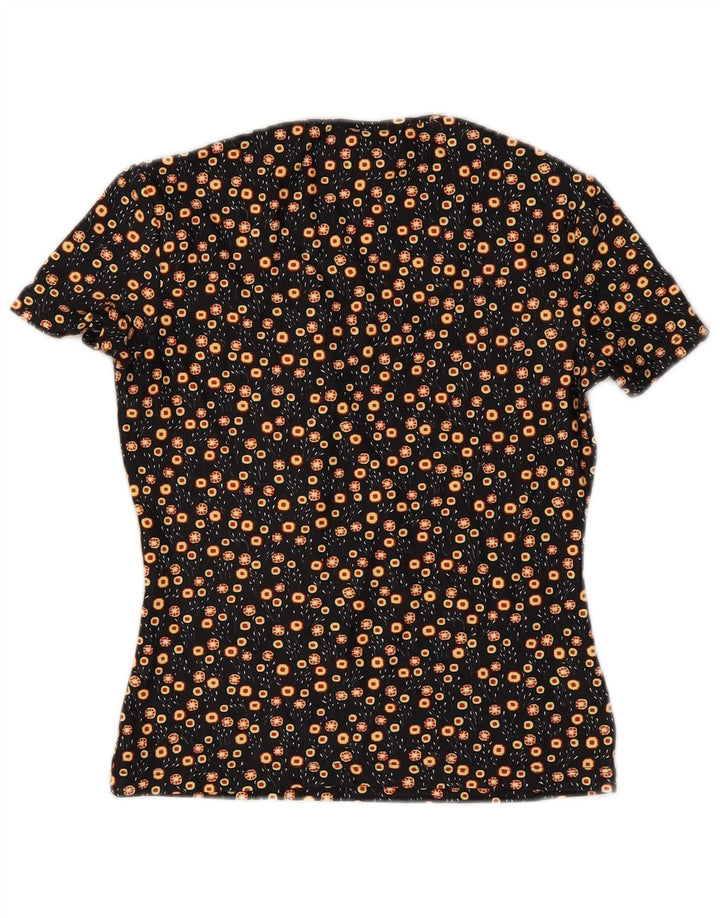 T-shirt damski Versace Top UK 8, mały, czarny, w kwiaty, poliamid