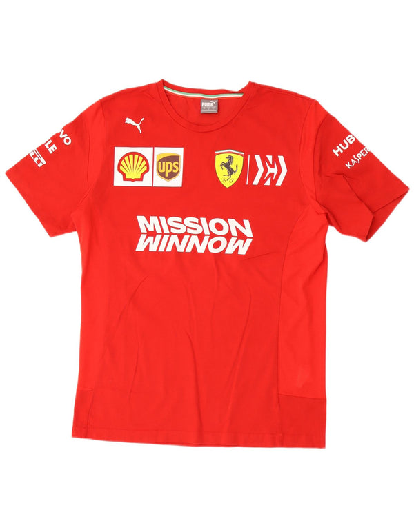 Damska koszulka Puma Ferrari z grafiką Top UK 16, duża, czerwona bawełna