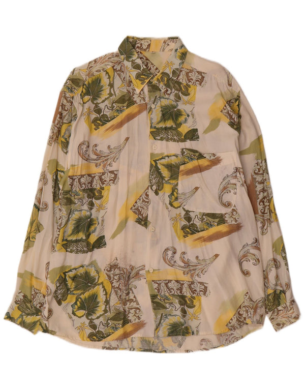 Koszula męska w stylu vintage, duża, biała, w kwiaty