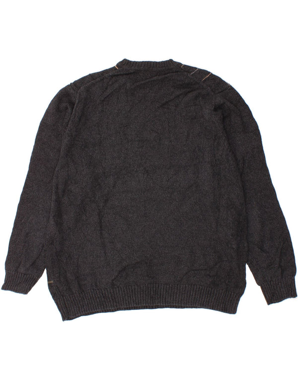 DOCKERS Mens Crew Neck Jumper Sweater 2XL Grey Check Cotton
