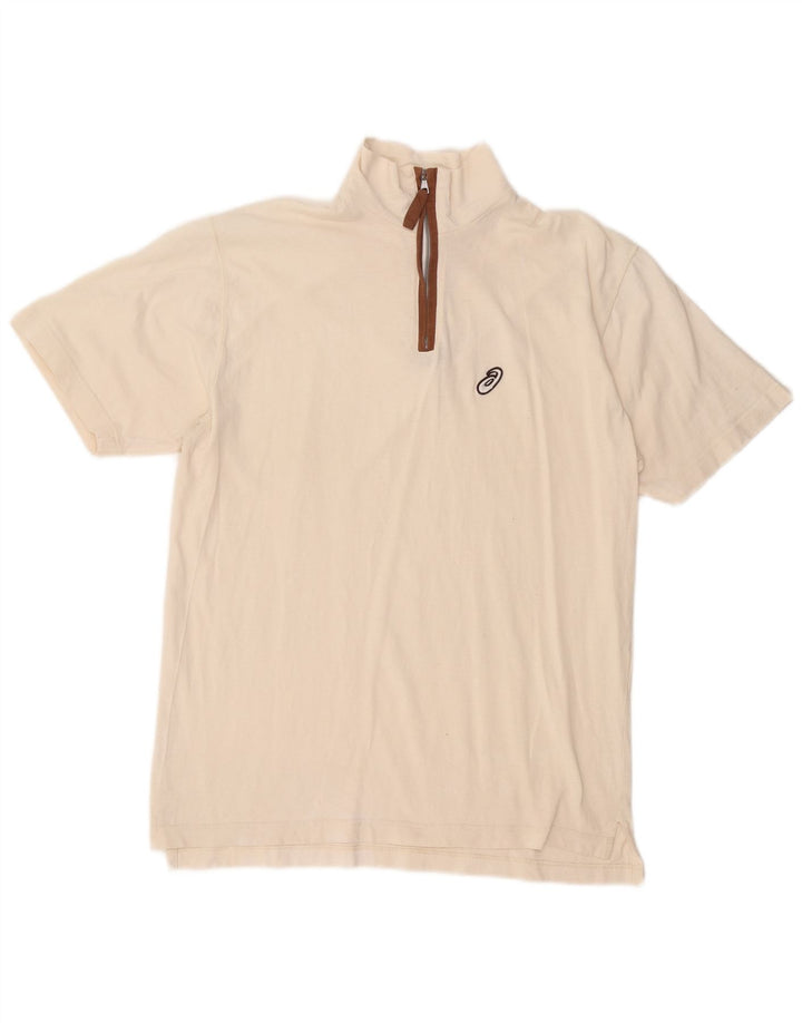 Męski T-shirt ASICS z zamkiem błyskawicznym, duży, w kolorze złamanej bieli