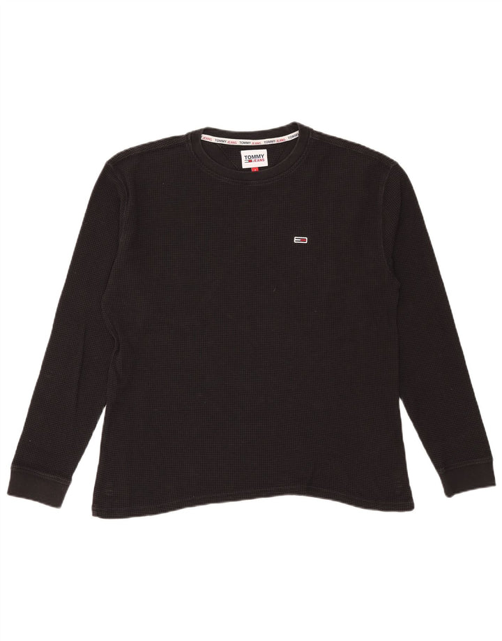 Męski top Tommy Hilfiger z długim rękawem, mały, czarny, bawełniany