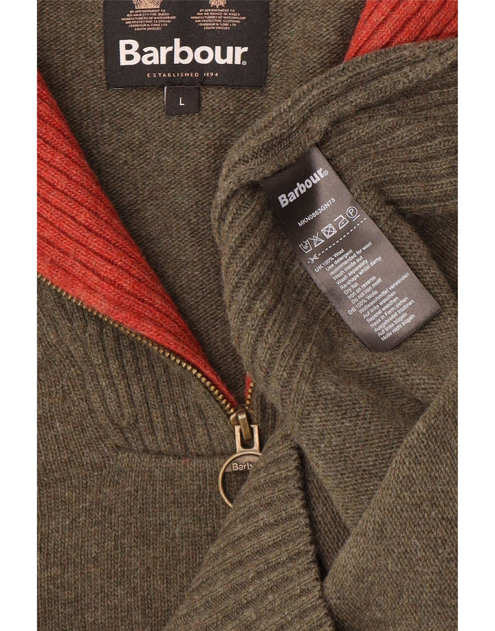 Męski sweter z zamkiem błyskawicznym Barbour, duża wełna khaki