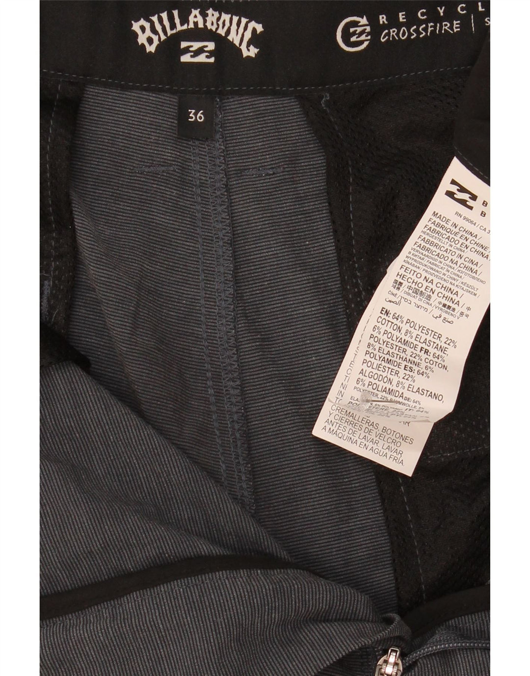 Męskie spodenki Chino Billabong W36, duży, szary, nakrapiany poliester