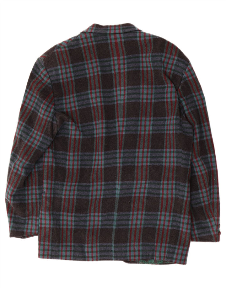 Vintage męska marynarka zapinana na 2 guziki IT 48 Średni granatowy wełniany kratkę