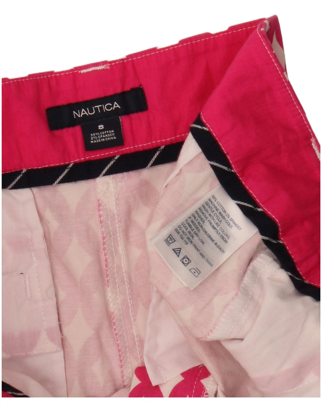 Damskie spodenki Chino NAUTICA US 8 Medium W32 Różowa, geometryczna bawełna