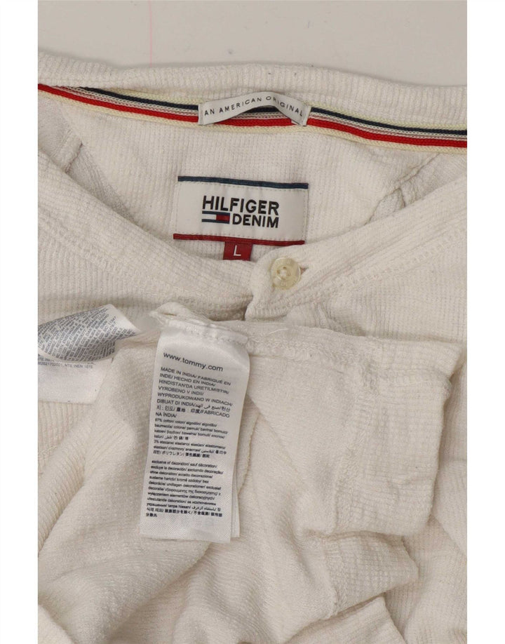 Męski regularny top Tommy Hilfiger z długim rękawem, duży, biały, bawełniany