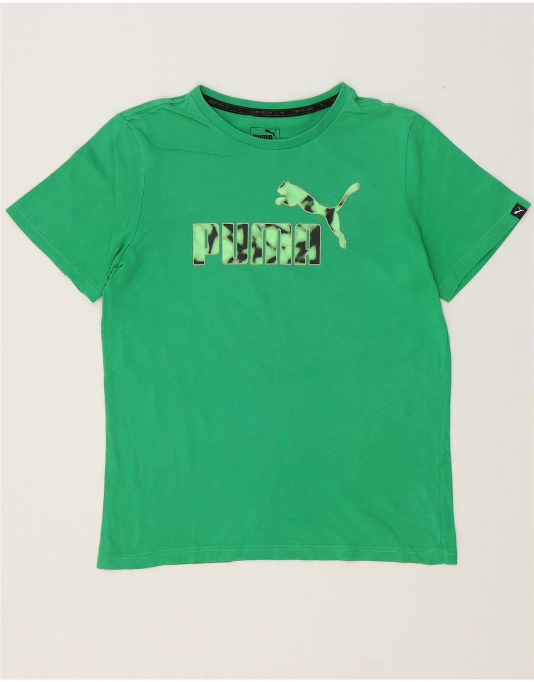 PUMA Boys Graphic T-Shirt Top 13-14 Years Green Vintage Puma and Second-Hand Puma from Messina Hembry 