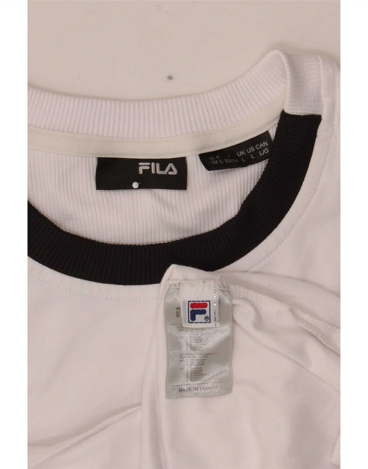 T-shirt męski Fila, duży, biały, poliestrowy blok kolorów