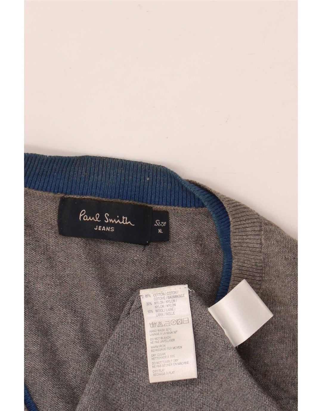 Męski sweter Paul Smith z dekoltem w kształcie litery V, XL, szary, bawełniany