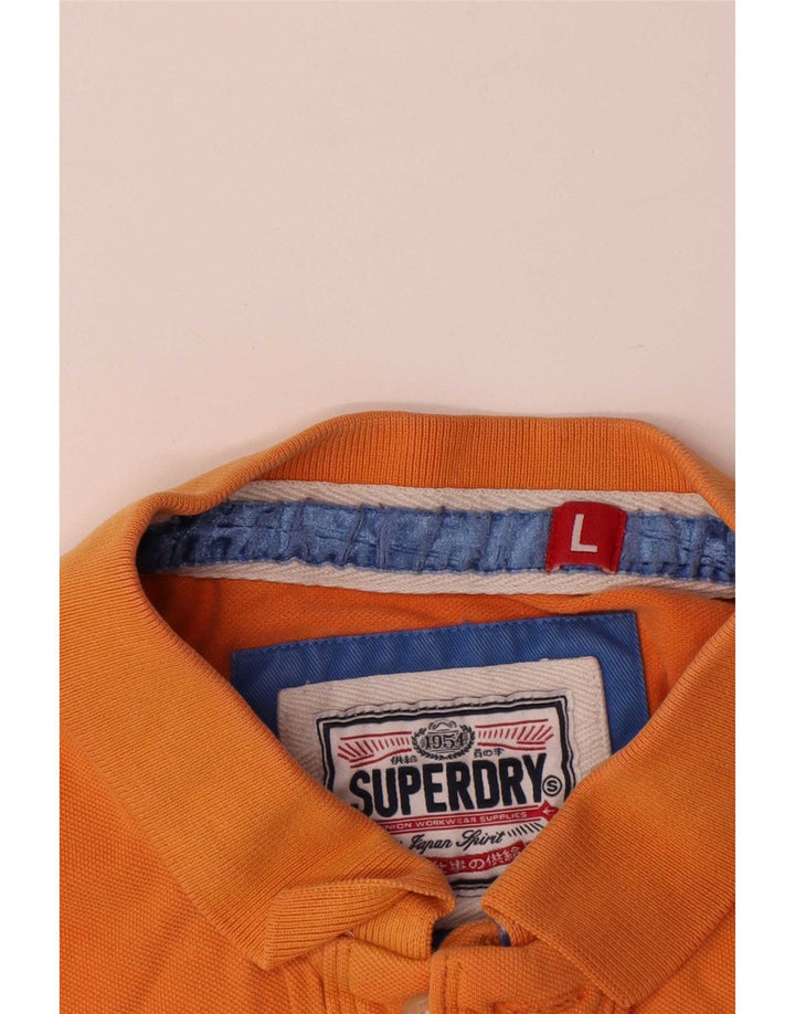 Męska koszulka polo Superdry, duża, pomarańczowa, bawełniana
