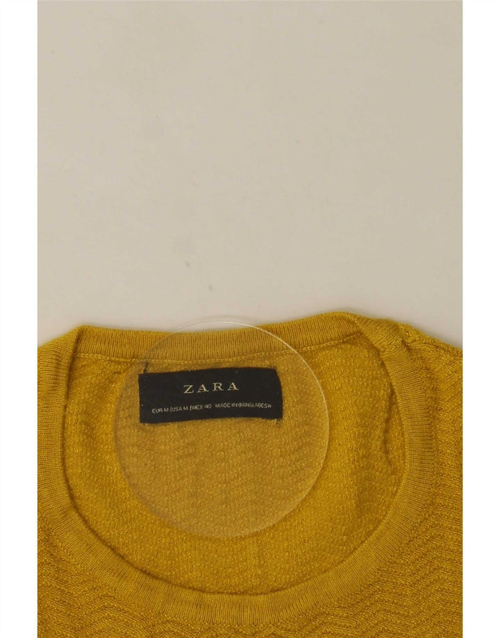 Męski sweter z okrągłym dekoltem Zara, średni żółty