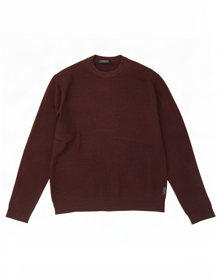 Męski sweter Calvin Klein z okrągłym dekoltem, średnio brązowa wełna