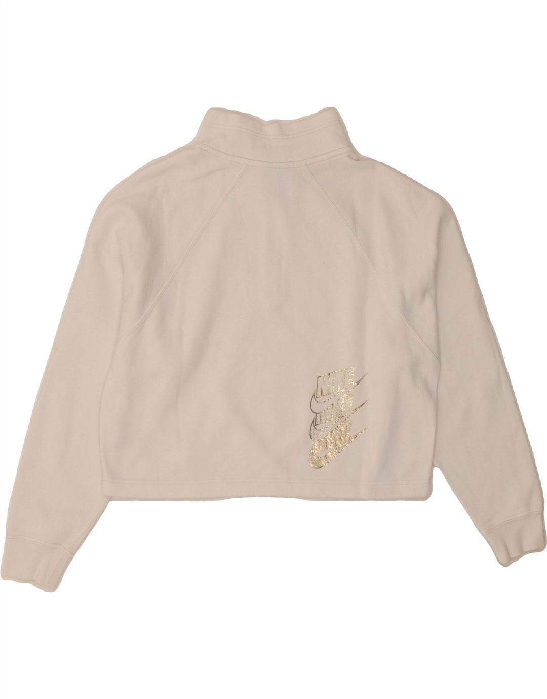 NIKE Womens Graphic Crop Sweatshirt Jumper UK 14 Medium White Cotton Vintage Nike and Second-Hand Nike from Messina Hembry 