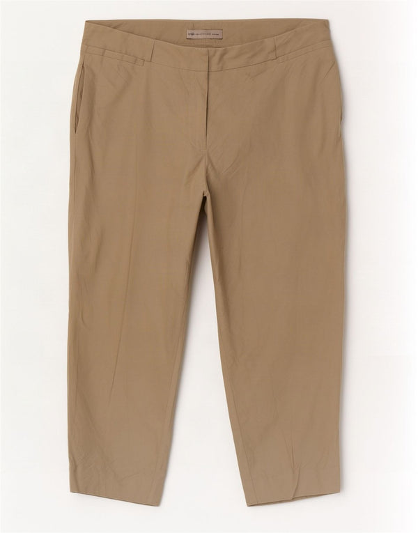 Marks & Spencer Womens Capri Trousers UK 14 Large W32 L22 Beige Linen