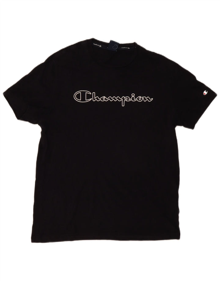 Męski T-shirt Champion z grafiką, duży, czarny, bawełniany