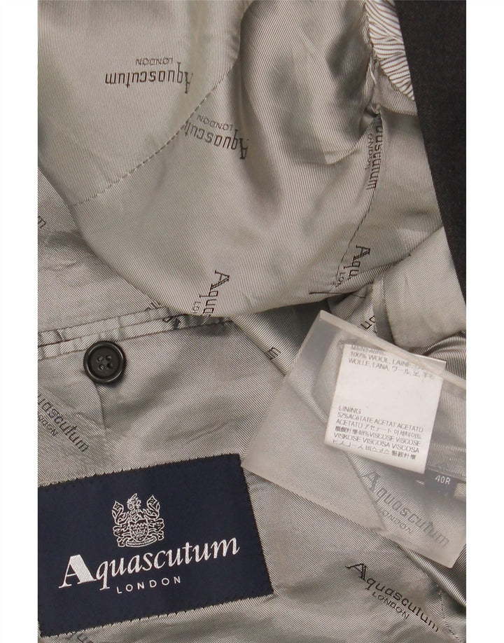 AQUASCUTUM Męski 2-częściowy garnitur zapinany na 2 guziki UK 40 Large W34 L32 Szara wełna