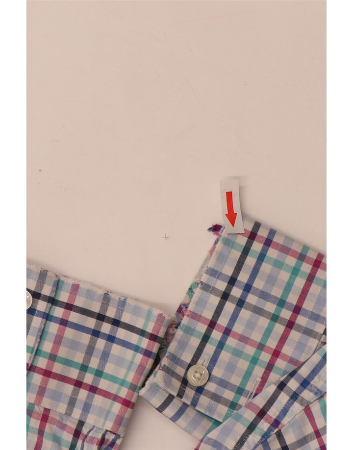 CREW CLOTHING Koszula męska w dużą niebieską kratkę, bawełniana