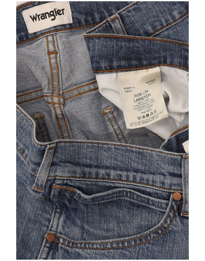 Wrangler Męskie Larston Slim Jeans W38 L34 Niebieskie bawełniane
