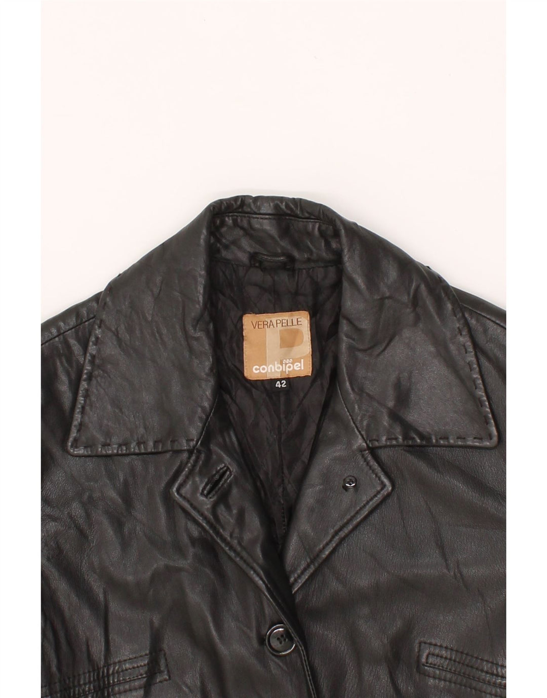 CONBIPEL Womens Leather Jacket IT 42 Medium Black Leather Vintage Conbipel and Second-Hand Conbipel from Messina Hembry 