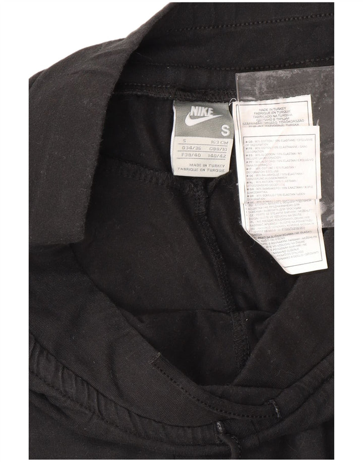 Damskie spodnie dresowe NIKE Capri UK 8/10, małe, czarne, bawełniane