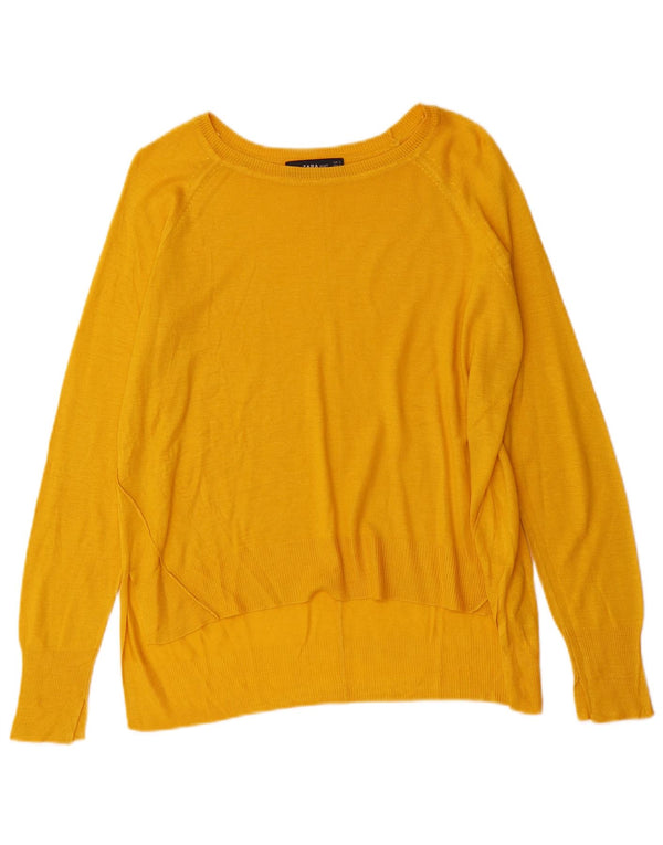 Damski sweter oversize z dekoltem w łódkę Zara UK 10, mały, żółty
