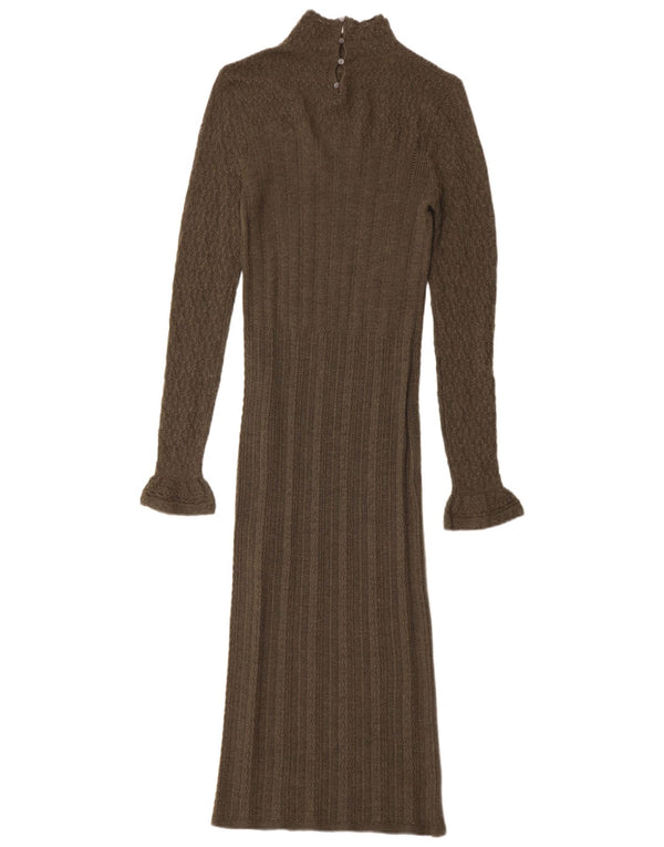 Damska sukienka maxi z długim rękawem Polo Ralph Lauren UK 6 XS, wełna khaki