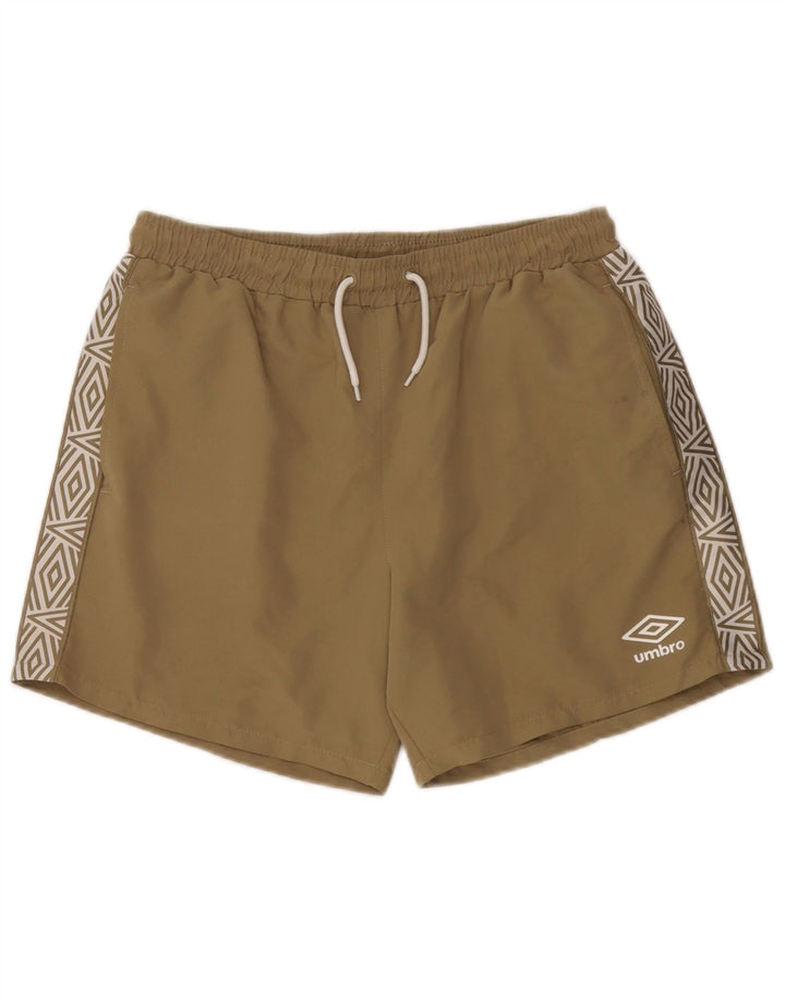 Męskie spodenki kąpielowe Umbro z grafiką, duże, poliestrowe w kolorze khaki