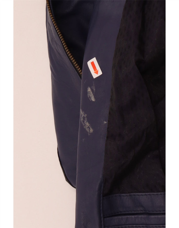 Vintage damska kurtka skórzana Bomber UK 14, średni granat