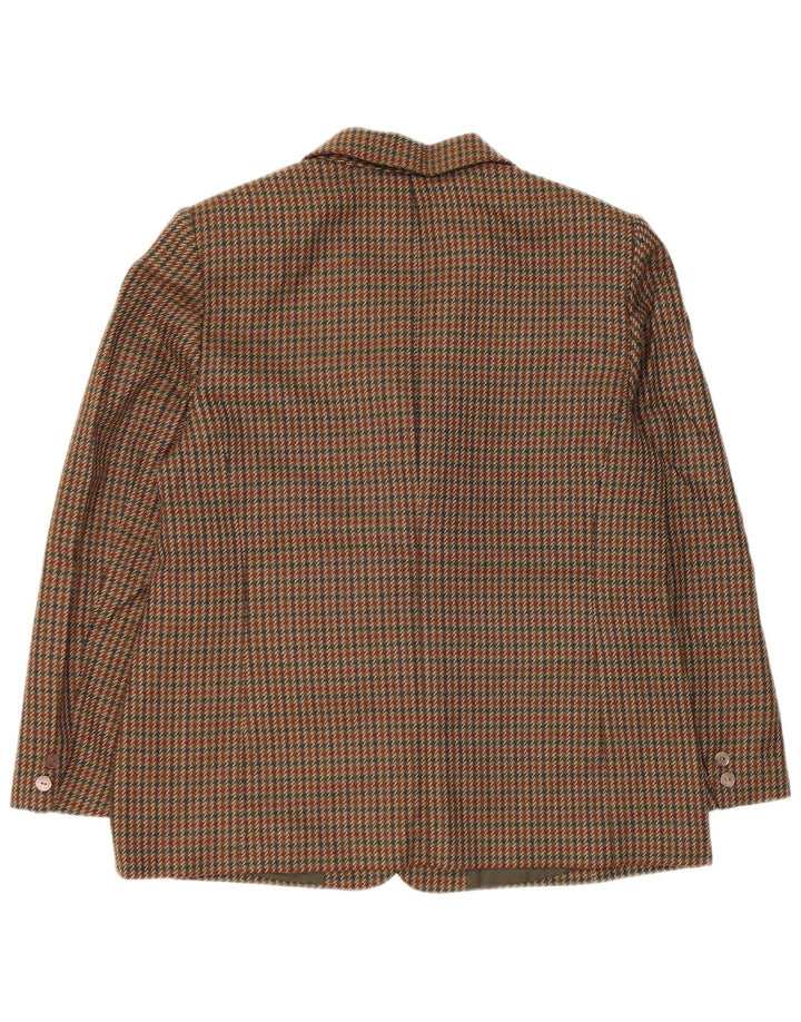 Vintage damska marynarka zapinana na 2 guziki UK 14, średnia zielona pepitka