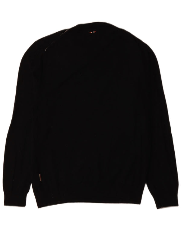 Męski sweter z okrągłym dekoltem NAPAPIJRI XL, czarna, wełna merynosowa