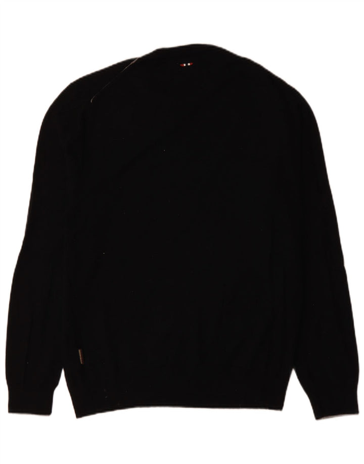 Męski sweter z okrągłym dekoltem NAPAPIJRI XL, czarna, wełna merynosowa