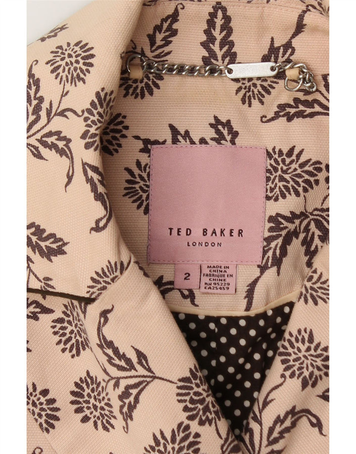Damska marynarka dwurzędowa TED BAKER, rozmiar 2, mała, w kolorze beżowym w kwiaty