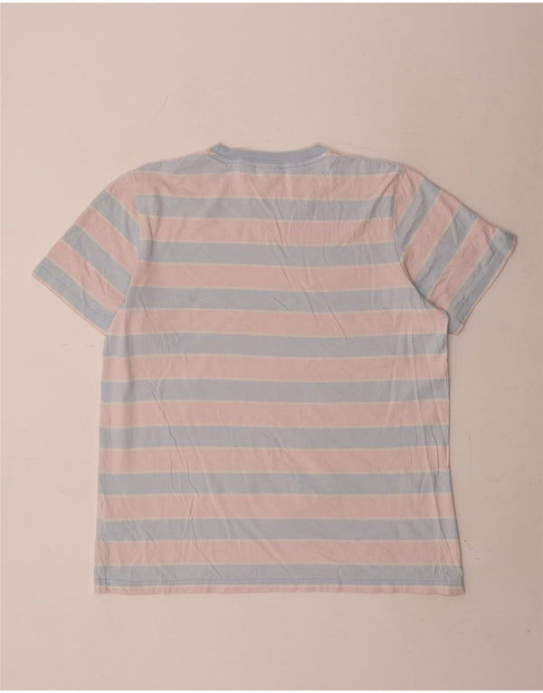 Adidas Męski T-Shirt Top Duży Różowy Bawełniany Paski