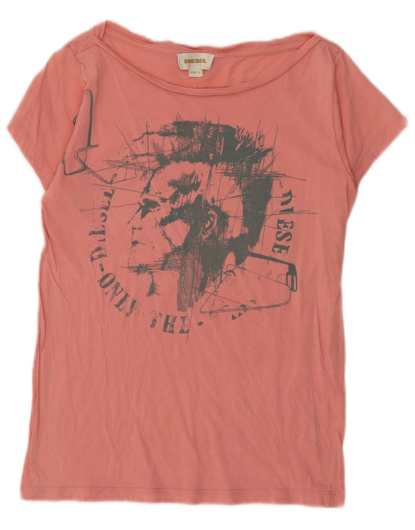 Damska koszulka z grafiką Diesel Top UK 10 Small Pink