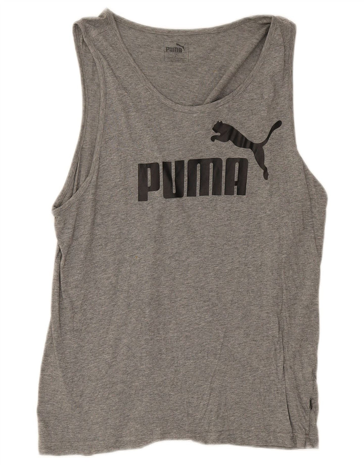 Męska kamizelka z grafiką Puma, średnia, szara, nakrapiana