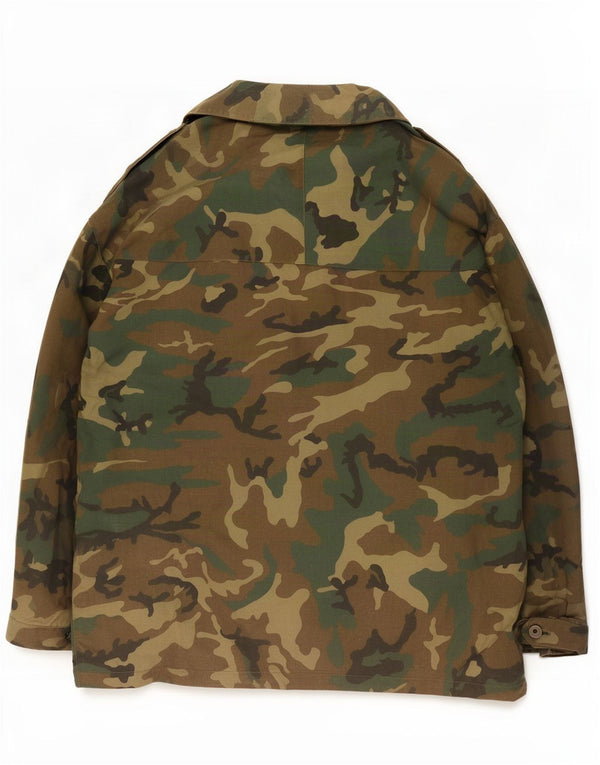 Vintage męska kurtka wojskowa z kapturem UK 44 2XL Khaki, bawełna w kamuflażu